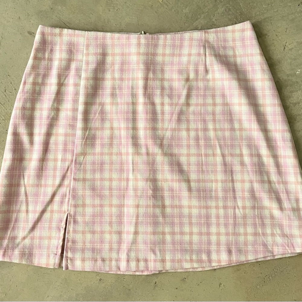 Art Class Light Pink Plaid Pencil Skirt
